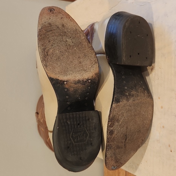 TONY Lama Women's Leather Ywo Tone Cowboy Boots - Picture 13 of 15